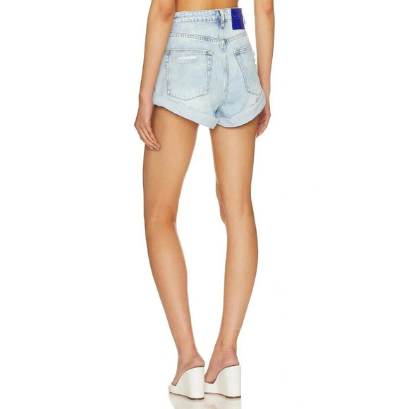 One Teaspoon Bandit High Waist Denim Short in Blue Tornado 25 New Womens Jeans - Picture 2 of 16